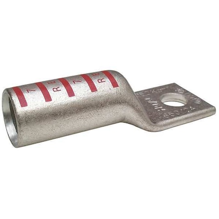Zoro Select One-Hole Compression Lug, 350 kcmil Max, 3/8 in Stud, Long Barrel, Copper, Red 24D009