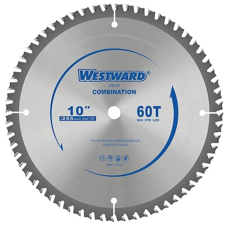 Westward 10", 60-Teeth Circular Saw Blade 24EL99
