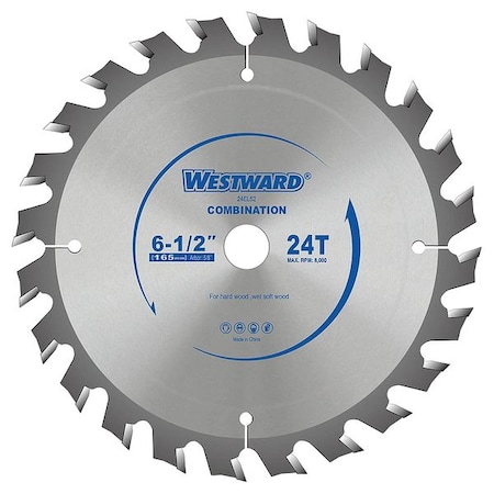 WESTWARD 6-1/2", 24-Teeth Circular Saw Blade 24EL52