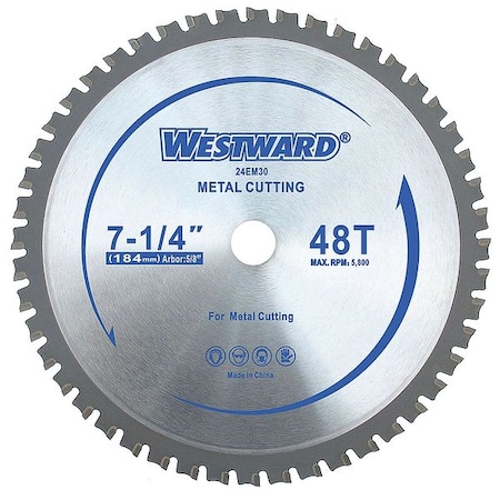 Westward 7-1/4", 48-Teeth Metal Cutting Blade 24EM30