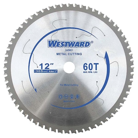 Westward 12", 60-Teeth Circular Saw Blade 24EM31