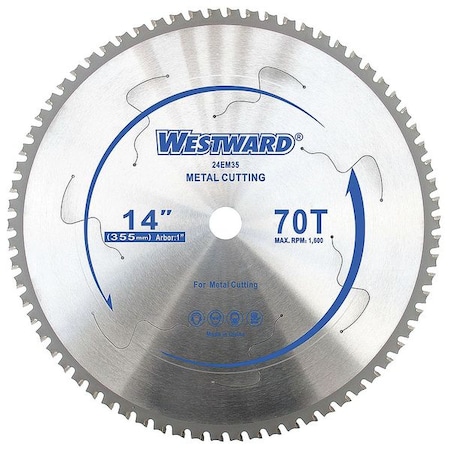 Westward 14", 70-Teeth Circular Saw Blade 24EM35