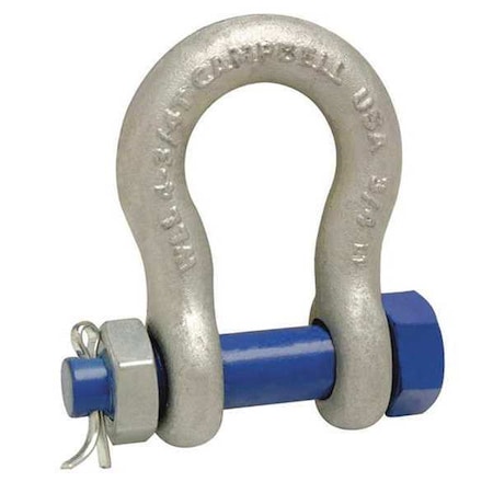 Campbell Chain & Fittings 1/2" Anchor Shackle, Bolt Type, Forged Carbon Steel, Galvanized 5390835