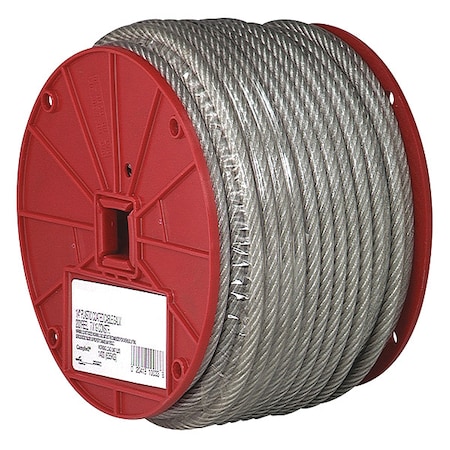 Campbell Chain & Fittings 3/32" 7 x 7 Cable, Clear Vinyl Coated to 3/16", 250 Feet per Reel 7000397