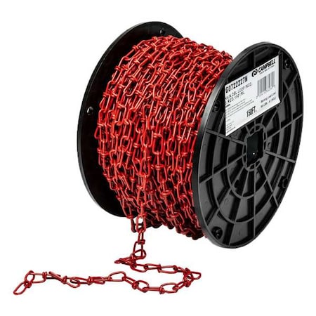 Campbell Chain & Fittings No. 3 Double Loop (Inco) Chain, Red Polycoat, 150' per Reel PG0722227N