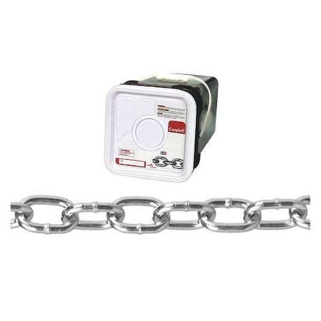 Campbell Chain & Fittings 2/0 Passing Link Chain, Zinc Plated, 200' per Square Pail T0309526