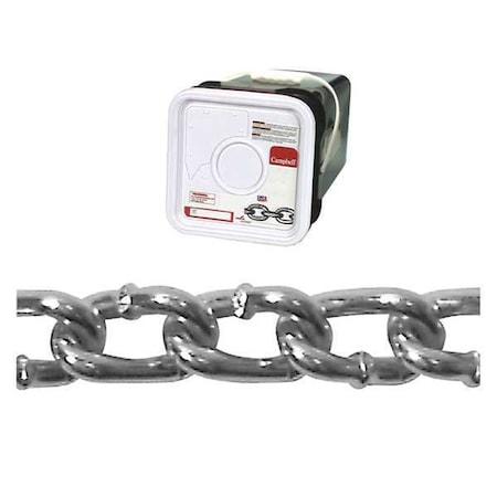Campbell Chain & Fittings 2/0 Twist Link Machine Chain, Zinc Plated, 175' per Square Pail T0322026