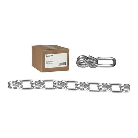 Campbell Chain & Fittings 2/0 Lock Link Single Loop Chain, Wrapped, Zinc Plated, 100' per Carton T0742024