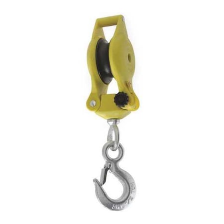 Zoro Select 3In Hand Line Block Latched Swivel Hook, 1000 lb Max Load, Zinc Plated 7380300