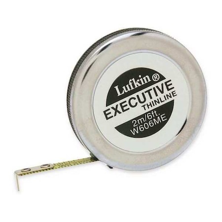 Crescent Lufkin 1/4" x 2m/6' Executive Thinline Yellow Clad Pocket SAE/Metric Tape Measure W606ME