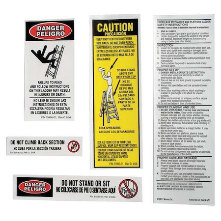 Werner AL Stepladder Safety and Instruction Labels LAS100