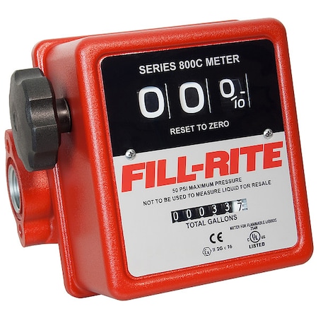 FILL-RITE 5-20 GPM 50PSI 3-Wheel Mechanical Fuel Transfer Meter 807C