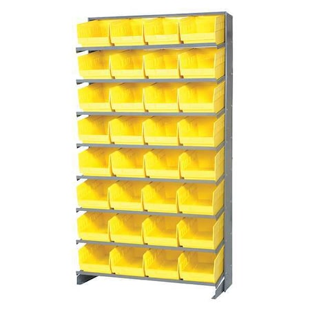 Quantum Storage Systems Steel Pick Rack, 12 in D x 64 in H x 36 in W, 8 Shelves, Yellow QPRS-207YL