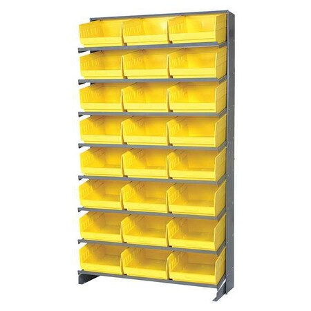 QUANTUM STORAGE SYSTEMS Steel Pick Rack, 36 in W x 64 in H x 12 in D, 8 Shelves, Yellow QPRS-209YL