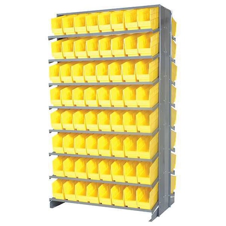 Quantum Storage Systems Steel Pick Rack, 24 in D x 64 in H x 36 in W, 16 Shelves, Yellow QPRD-201YL