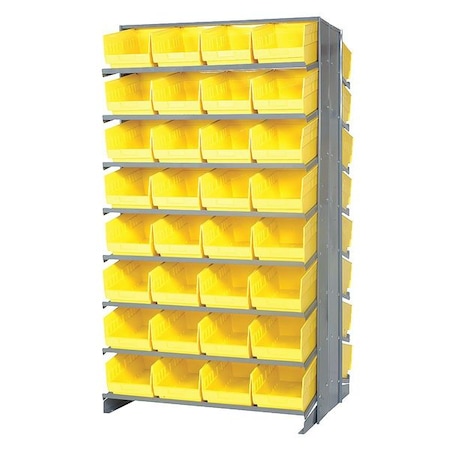 Quantum Storage Systems Steel Pick Rack, 36 in W x 64 in H x 24 in D, 16 Shelves, Gray QPRD-207YL