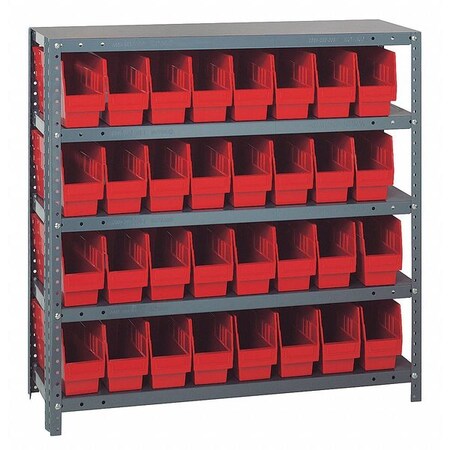 Quantum Storage Systems Steel Bin Shelving, 36" W x 39" H x 18" D, 5 Shelves, Gray 1839-203RD