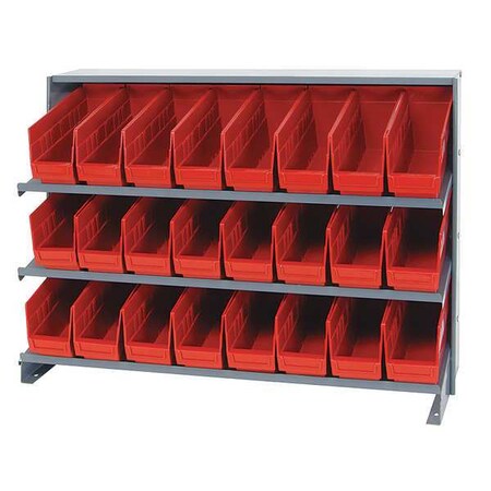 Quantum Storage Systems Steel Bench Pick Rack, 12 in D x 27 in H x 36 in W, 3 Shelves, Red QPRHA-201RD