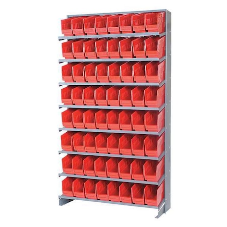 QUANTUM STORAGE SYSTEMS Steel Pick Rack, 36 in W x 64 in H x 12 in D, 8 Shelves, Red QPRS-201RD