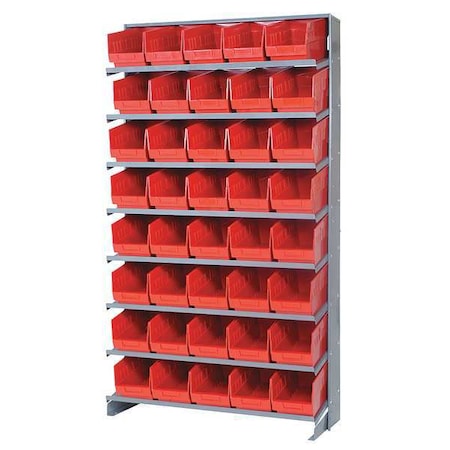 Quantum Storage Systems Steel Pick Rack, 12 in D x 64 in H x 36 in W, 8 Shelves, Red QPRS-202RD