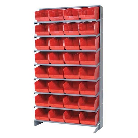 QUANTUM STORAGE SYSTEMS Steel Pick Rack, 36 in W x 64 in H x 12 in D, 8 Shelves, Red QPRS-207RD