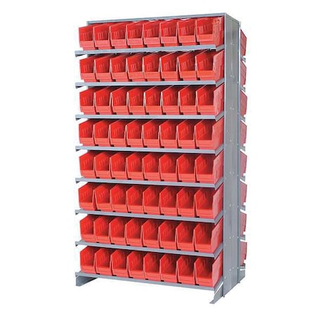 QUANTUM STORAGE SYSTEMS Steel Pick Rack, 36 in W x 64 in H x 24 in D, 16 Shelves, Red QPRD-201RD