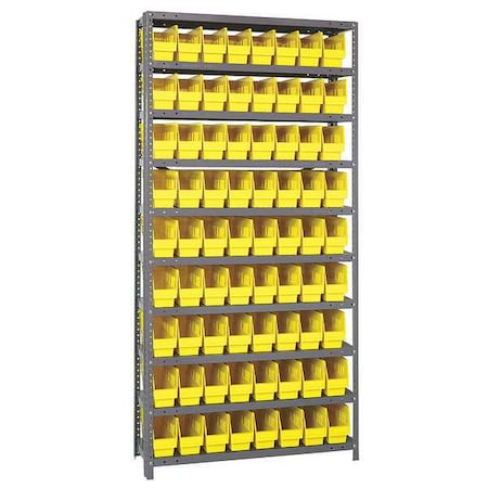 QUANTUM STORAGE SYSTEMS Steel Bin Shelving, 36 in W x 75 in H x 18 in D, 10 Shelves, Yellow 1875-203YL