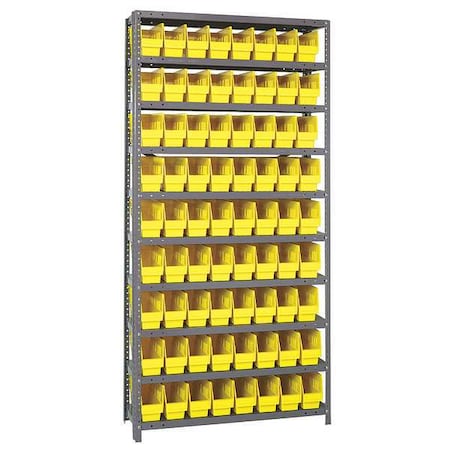 Quantum Storage Systems Steel Bin Shelving, 18 in D x 75 in H x 36 in W, 10 Shelves, Yellow 1875-203YL