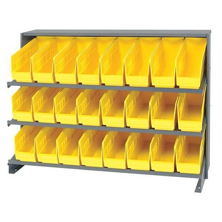 Quantum Storage Systems Steel Bench Pick Rack, 12 in D x 27 in H x 36 in W, 3 Shelves, Yellow QPRHA-201YL