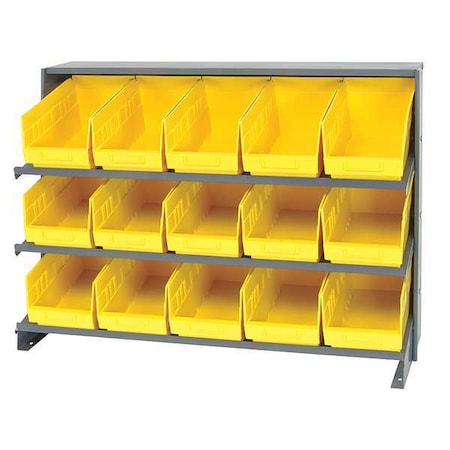 Quantum Storage Systems Steel Bench Pick Rack, 12 in D x 27 in H x 36 in W, 3 Shelves, Yellow QPRHA-202YL