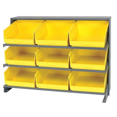 Quantum Storage Systems Steel Bench Pick Rack, 12 in D x 27 in H x 36 in W, 3 Shelves, Yellow QPRHA-209YL