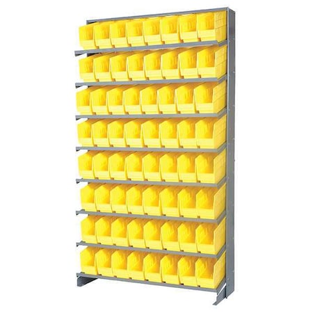 QUANTUM STORAGE SYSTEMS Steel Pick Rack, 36 in W x 64 in H x 12 in D, 8 Shelves, Yellow QPRS-201YL