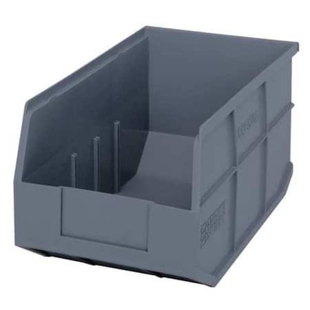Quantum Storage Systems Shelf Storage Bin, Polypropylene, Gray, 7 in H, 8 1/4 in W, 14 in L SSB443GY