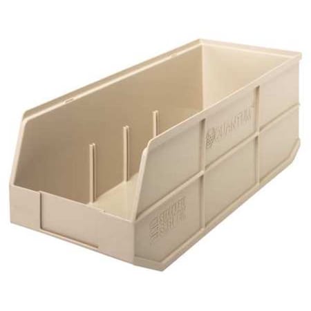 Quantum Storage Systems Shelf Storage Bin, Polypropylene, Ivory, 7 in H, 8 1/4 in W, 20 1/2 in L SSB483IV