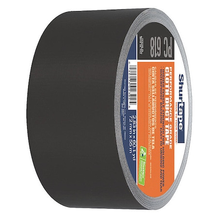 Shurtape Duct Tape, Black, 60-1/8 yd L, 2-7/8 in W, PK16 105479