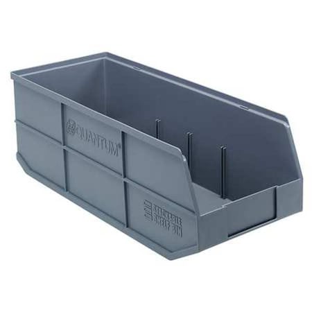Quantum Storage Systems Shelf Storage Bin, Polypropylene, Gray, 7 in H, 8 1/4 in W, 20 1/2 in L SSB483GY