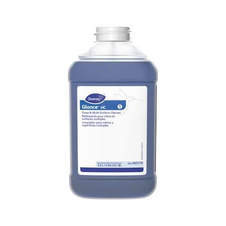 Diversey Liquid Glass and All Purpose Cleaner, 2.5L, Blue, Unscented, Bottle, 2 PK 101109690