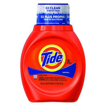 Tide Laundry Detergent, 25 oz Bottle, Liquid, Original, White, 6 PK 13875