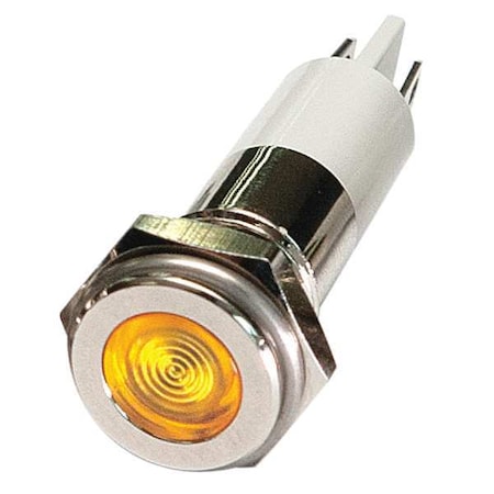 ZORO SELECT Flat Indicator Light, Yellow, 12VDC 24M094