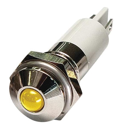 ZORO SELECT Round Indicator Light, Yellow, 12VDC, IP Rating: 40 24M076