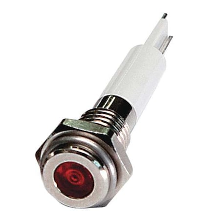 Zoro Select Flat Indicator Light, Red, 12VDC, Current Drawn: 20 mA 24M032
