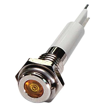 Zoro Select Flat Indicator Light, Yellow, 12VDC 24M033
