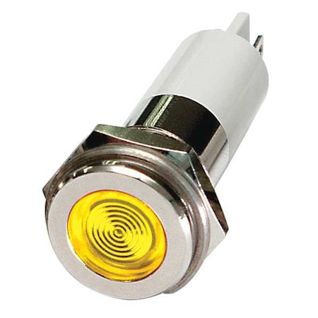 Zoro Select Flat Indicator Light, Yellow, 12VDC 24M128