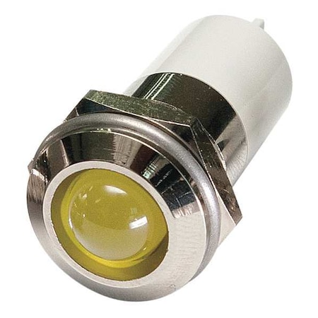 Zoro Select Round Indicator Light, Yellow, 12VDC 24M146