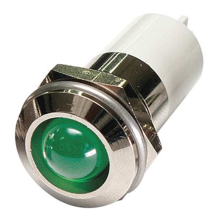 ZORO SELECT Round Indicator Light, Green, 12VDC, Size: 16mm Mounting dia 24M147