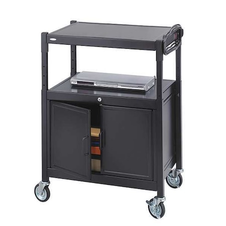 Safco AV Cart, w/Cabinet, Steel, Black 8943BL