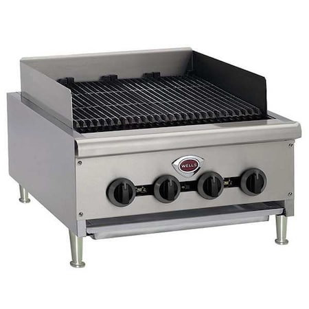 Wells Manufacturing 4 Burners Gas Countertop Charbroiler, 18-1/8" x 26" x 30-1/2" HDCB2430G