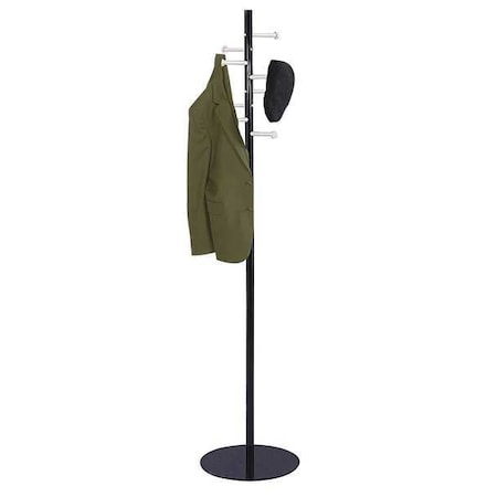 Safco Coat Rack, Spiral Nail Head, Black/Silver 4191NC
