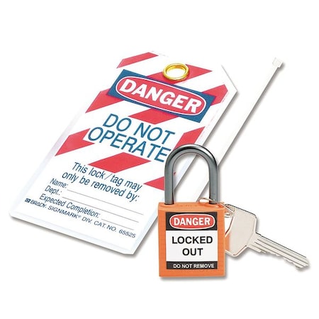 Brady Lockout Padlock, Keyed Different, Nylon, Red, 1 in Shackle Height, 1 1/4 in Body Width 123145