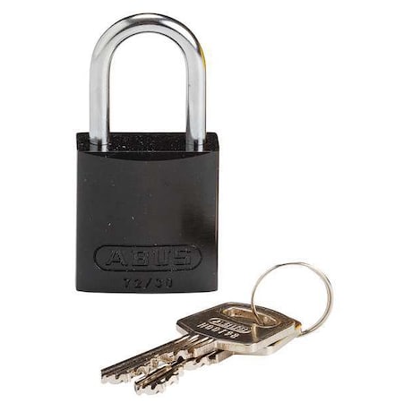 Brady Lockout Padlock, Keyed Different, Aluminum, Black, 1 in Shackle Height, 1 1/4 in Body Width CPAL-BLK-25ST-KD